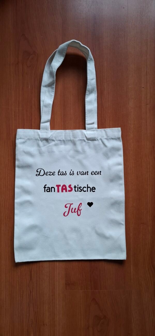 Canvas tas met tekst voor Juf